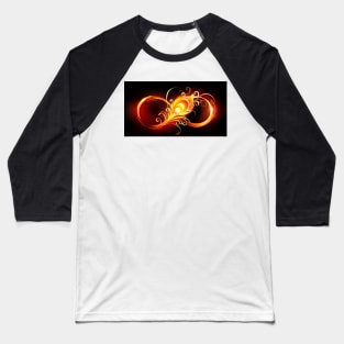 Fiery Infinity Symbol with Peacock Feather Baseball T-Shirt